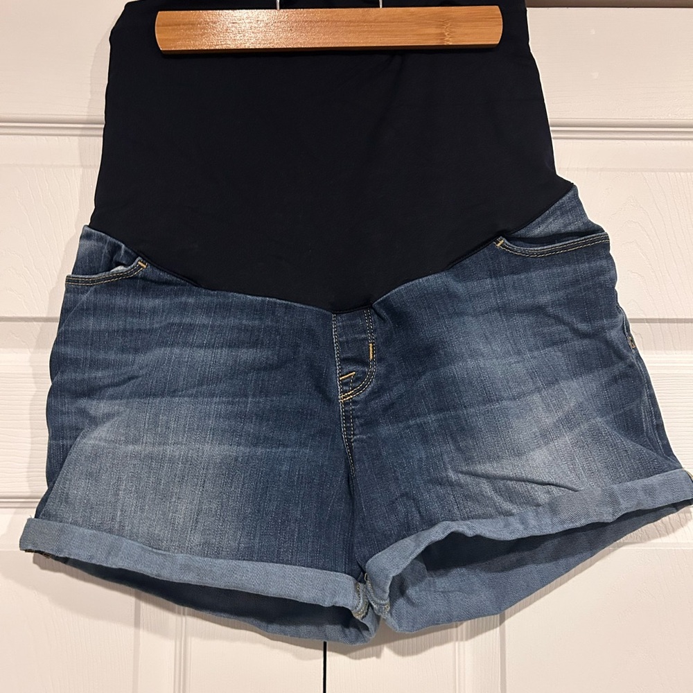 Liz Lange Black and Blue Jean Maternity Shorts